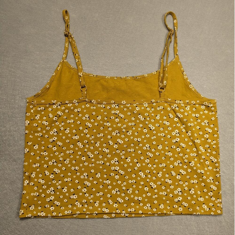 American Eagle Tank Women's Medium Tan Gold Floral Baby Tee Y2K EUC - Picture 4 of 9